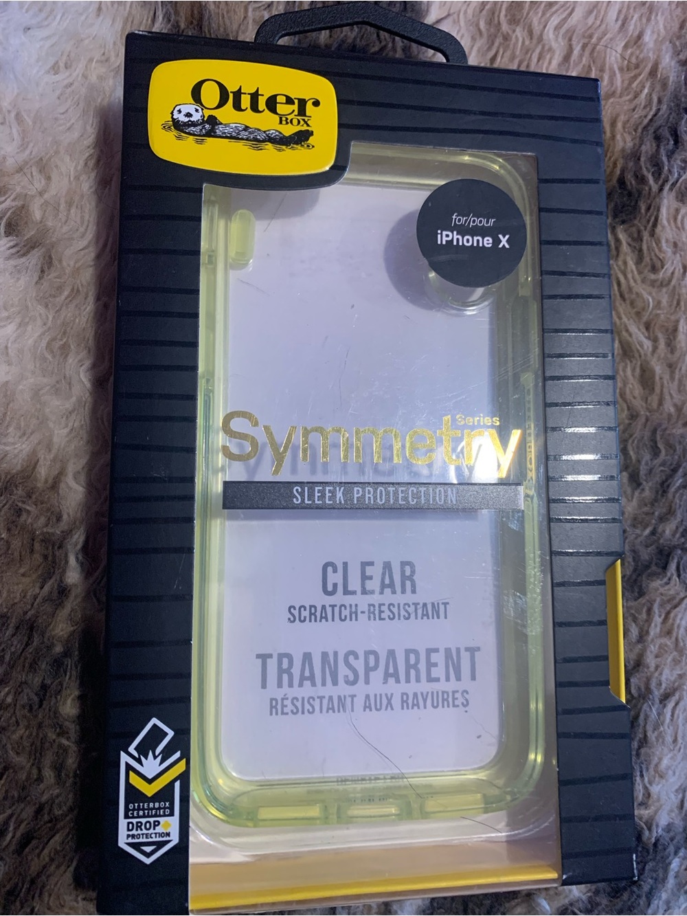 OtterBox Symmetry Series Transparent Case with Yellow Trim for iPhone X